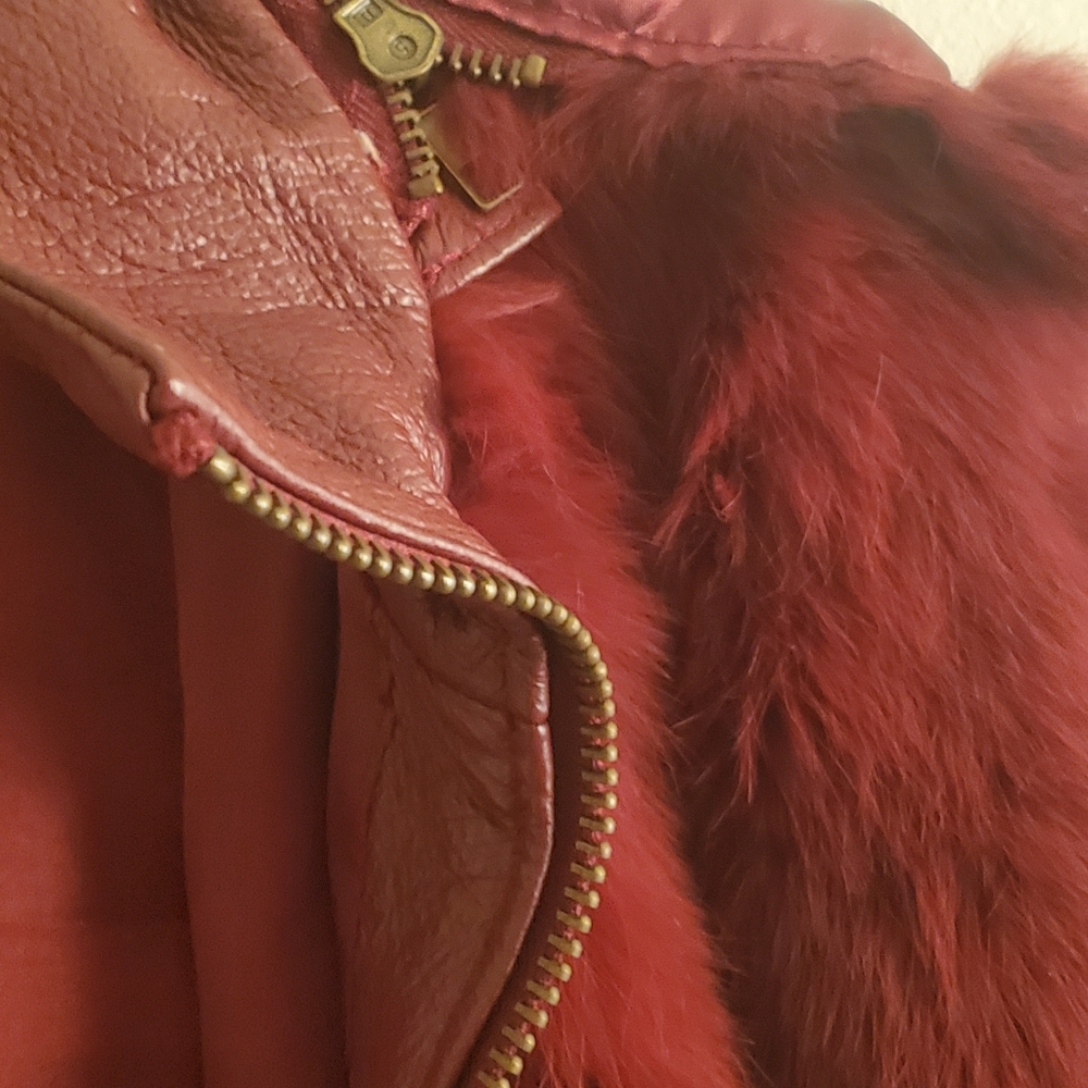 Ashley Stewart Red Teddy Jacket with Plush Faux Fur and hood - Picture 6 of 14
